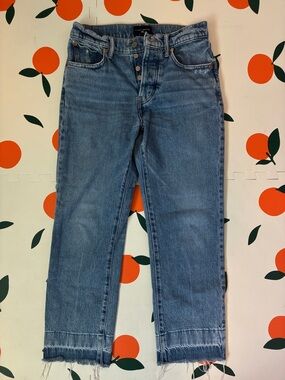 Lucky Brand Women's Cropped Button-Fly Jeans in Medium Blue